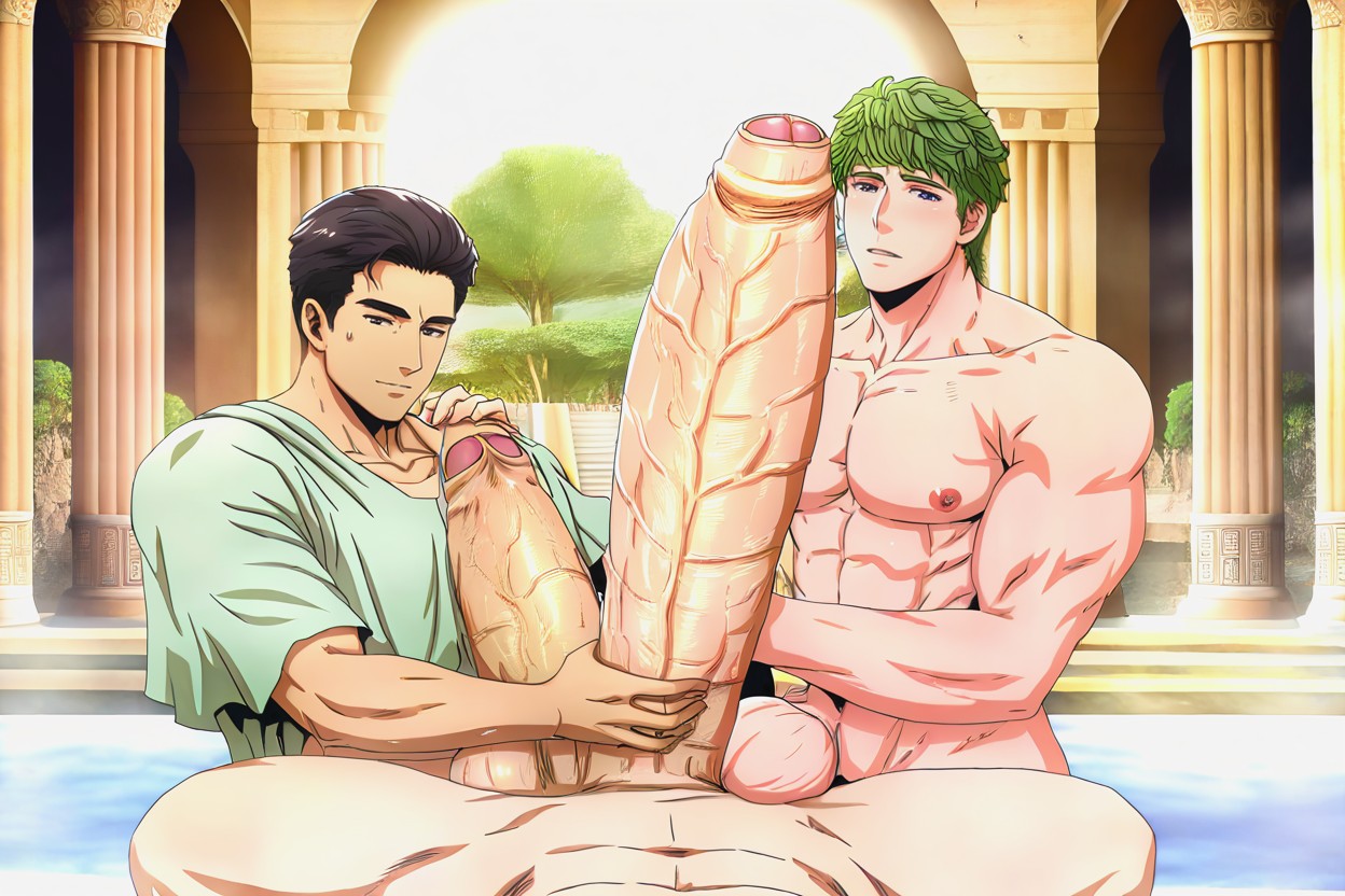 Ancient Greek Gods, Tunic, Roman Baths AI Gay Porn