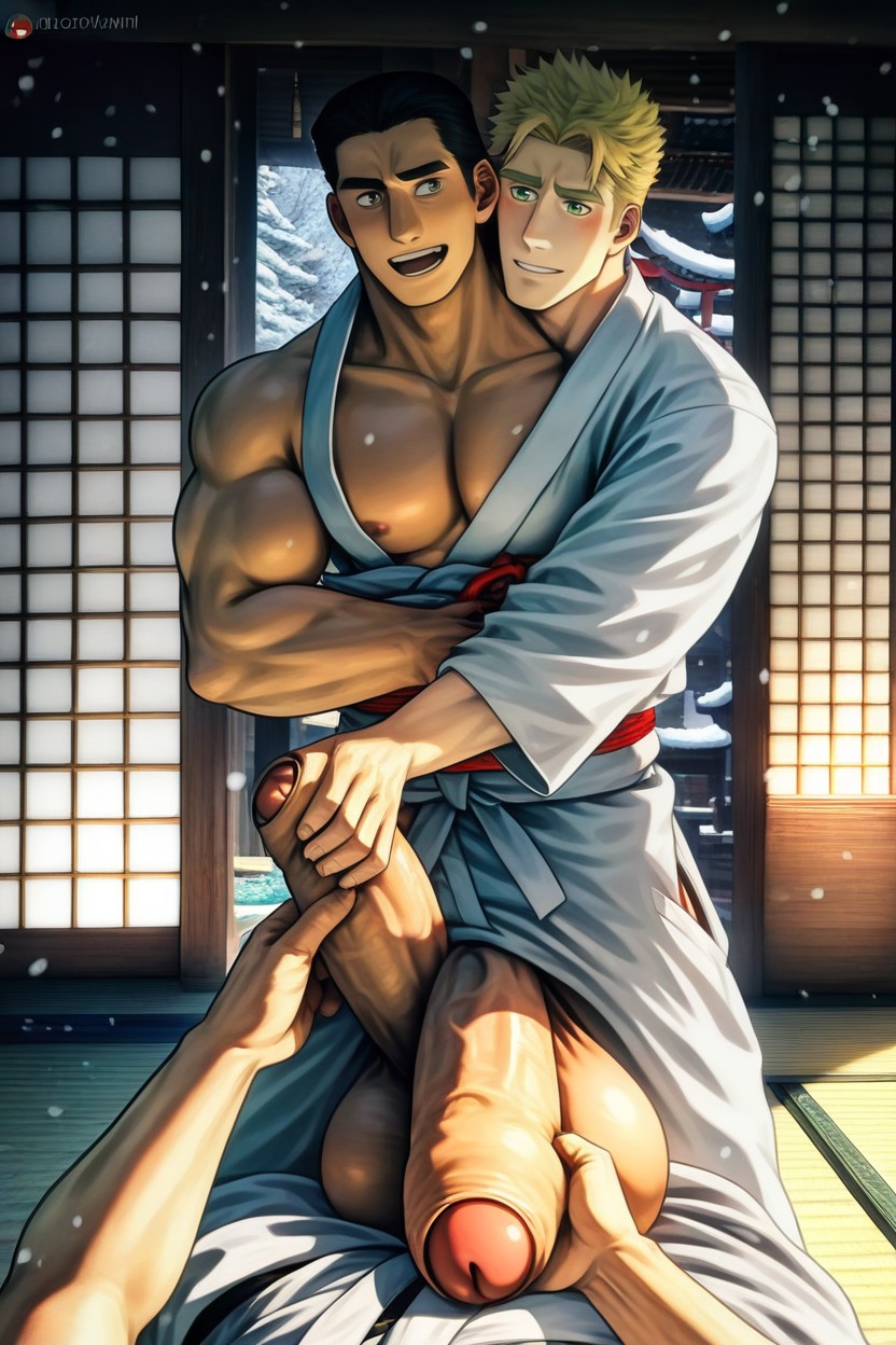 Only Maximum One Cock Attached To Body Never Multiple Cocks, Helping Hand, Karate Dojo AI Gay Porn