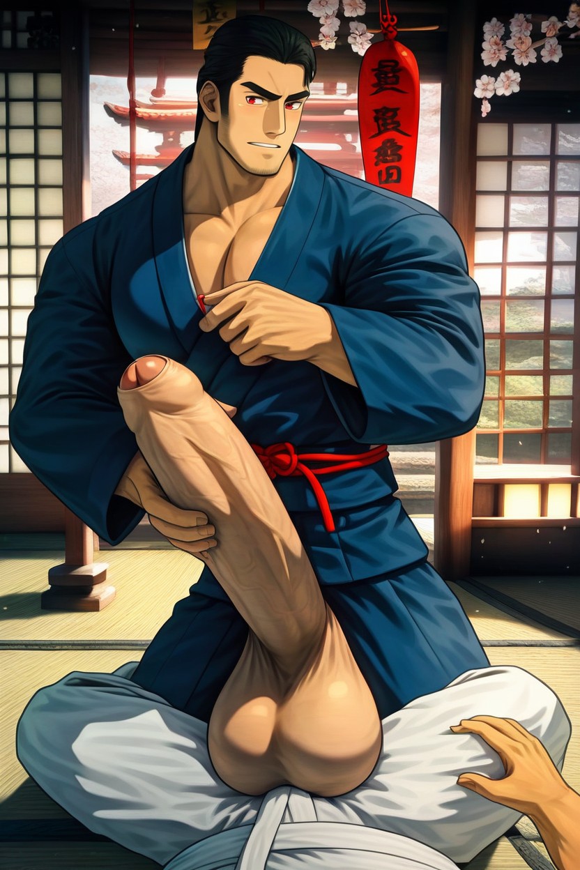 Red Eyes, Massive Enormous Giant Uncut Hyper Cock, Ancient Japanese Temple AI Gay Porn