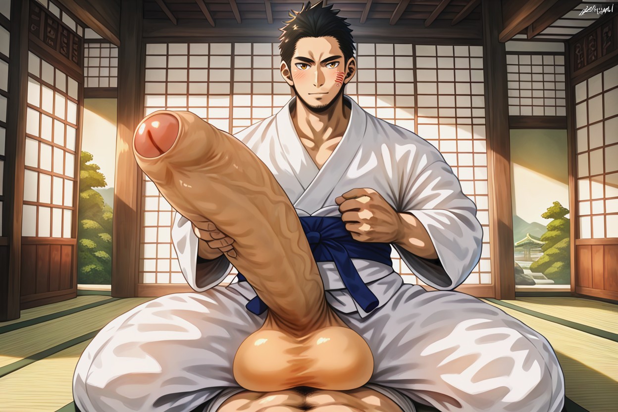 Only Men, Massive Enormous Giant Uncut Hyper Cock, Beitemian Art Style AI Gay Porn
