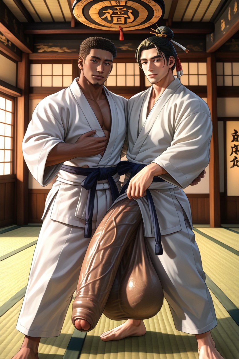 Wrestling Match, Ancient Japan, Impossibly Long And Thick Hyper Cock AI Gay Porn