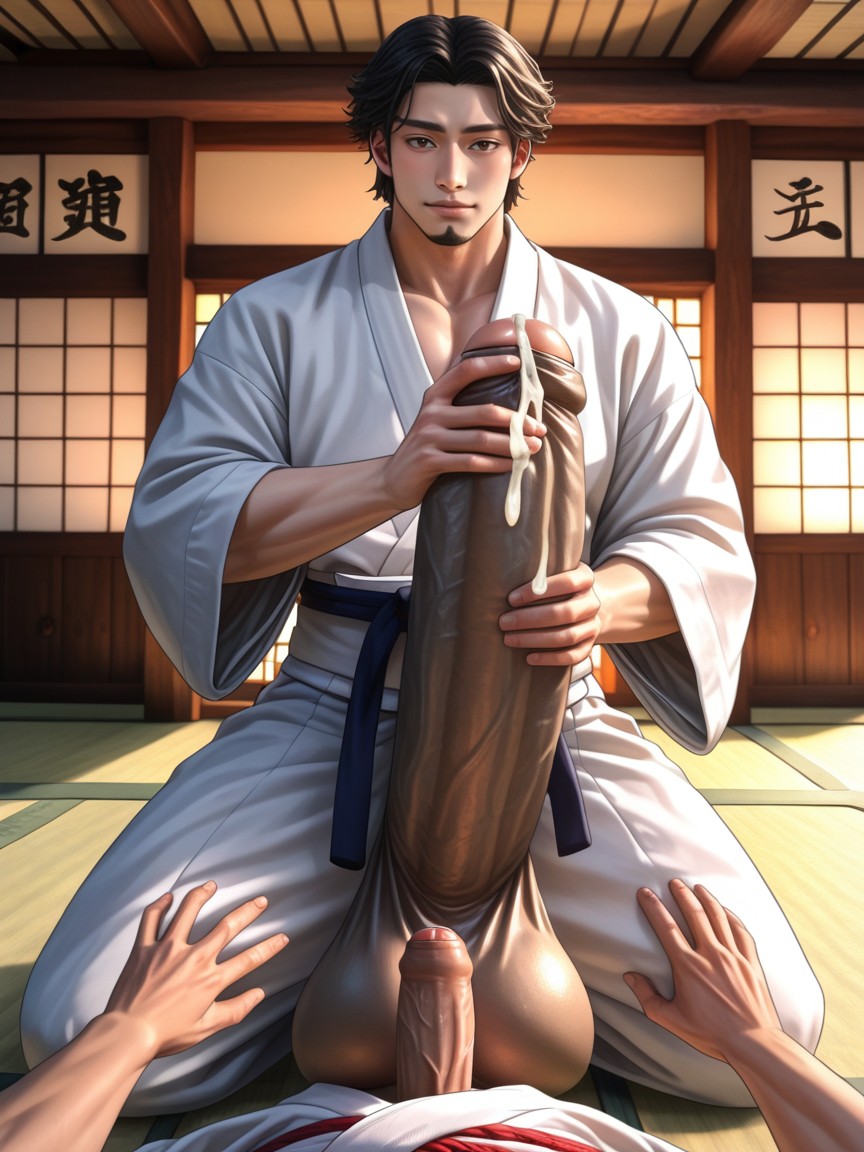 Impossibly Long And Thick Hyper Cock, Photorealistic, Ancient Japanese Temple AI Gay Porn