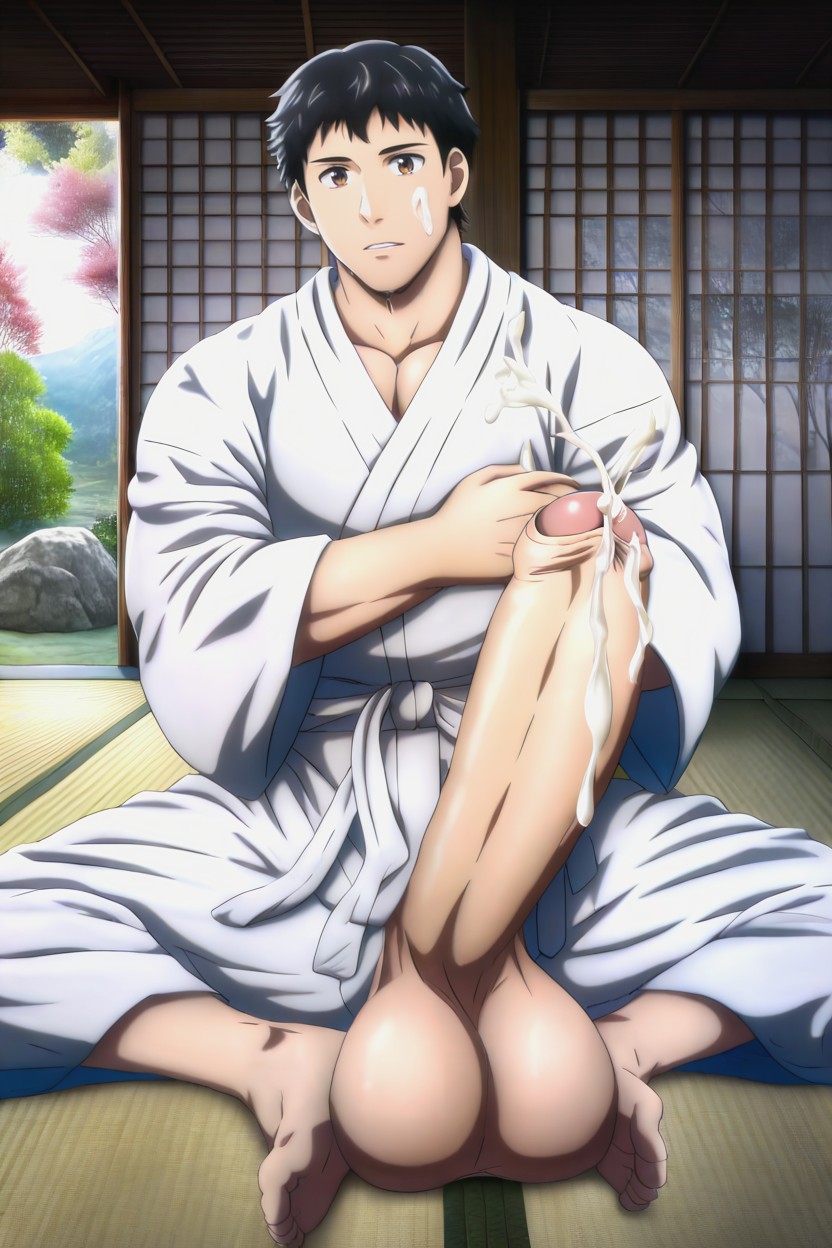 Ancient Japanese God, Ultrarealistic, Wrestling Match AI Gay Porn
