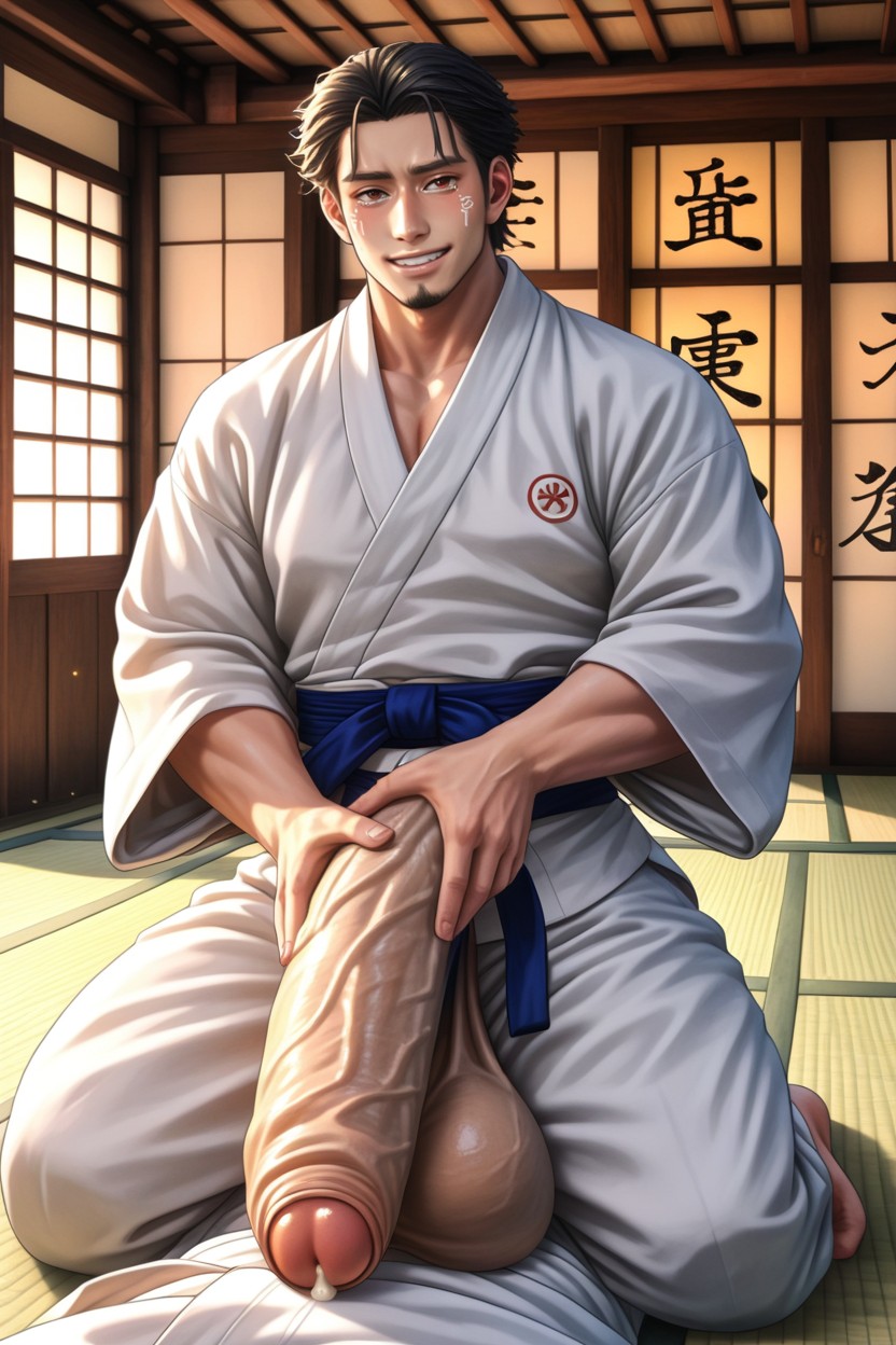 Karate Teacher, Only Maximum One Cock Attached To Body Never Multiple Cocks, Cumshot AI Gay Porn