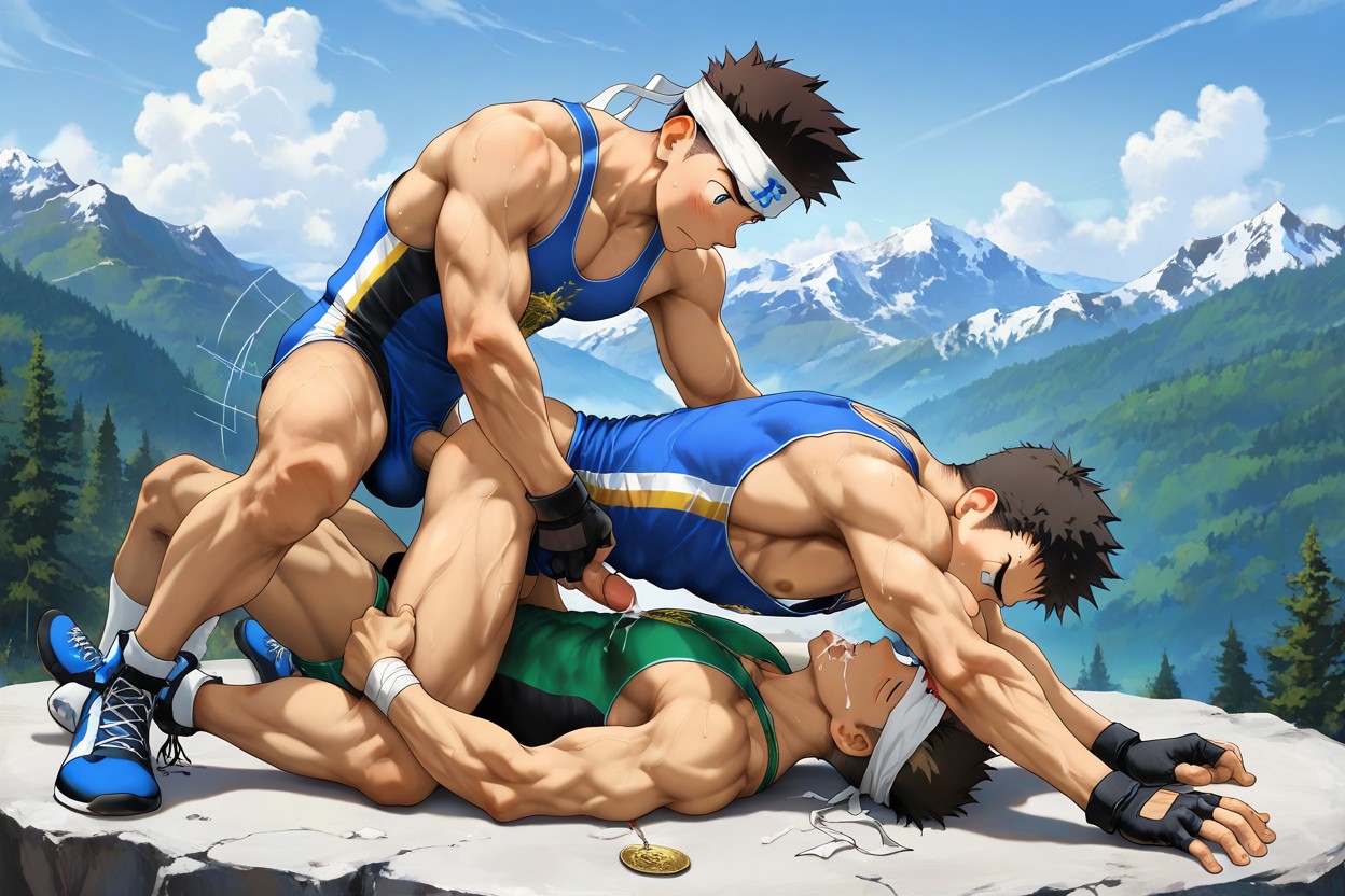 Beitemian, Cum In Mouth A Lot, Wrestling Singlet AI Gay Porn