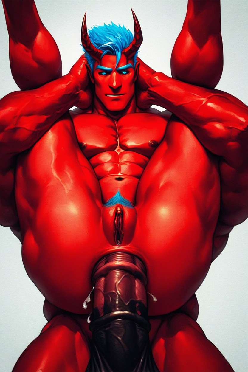 Transman, Black Sclera, 18+ AI Gay Porn
