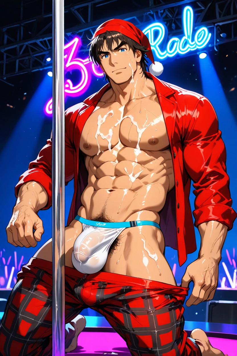 Neón Scenary, Fit, Bloonde Pubic Hair AI Gay Porn