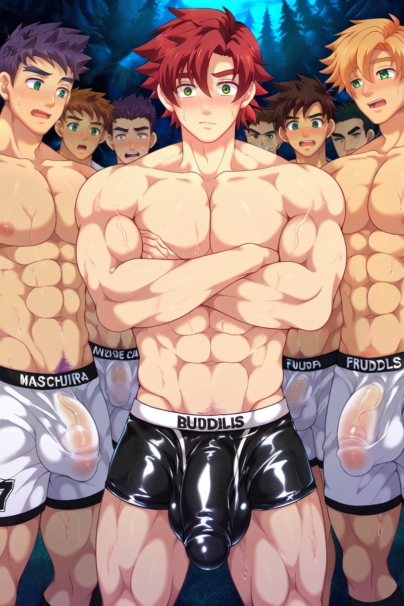 Hyper Huge Penis Bulge;, Derek Red Hair, Visible Outline AI Gay Porn