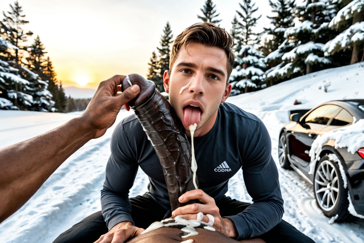 Surprised Orgasm, Licking Penis, In Public AI Gay Porn