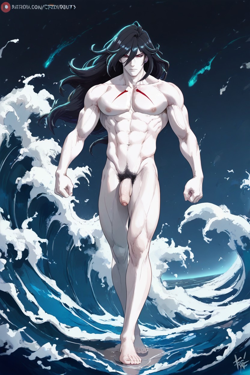 Waves, Fighting Stance, Handsome AI Gay Porn