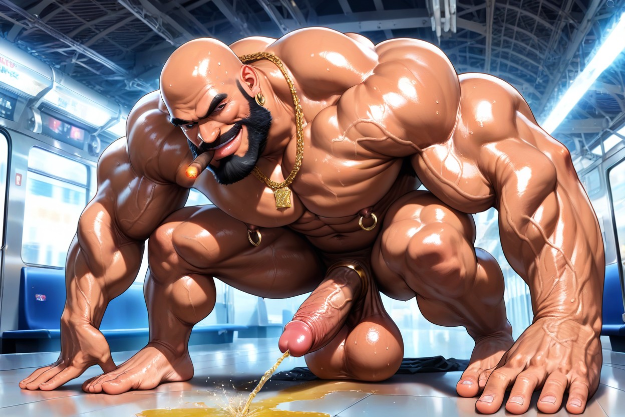 Face Visible, Cleft Chin, Dark Tanned Skin AI Gay Porn