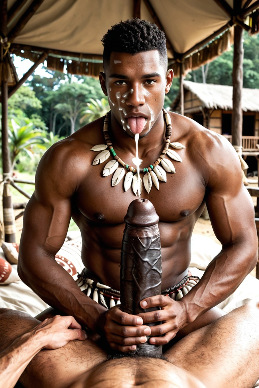 Holding Cock Against Tongue, Bukkake, Licking Cock AI Gay Porn