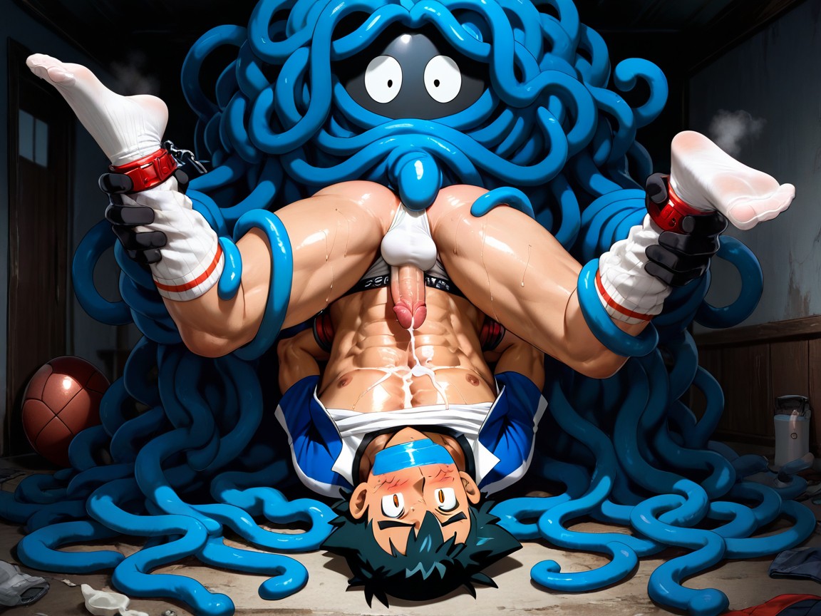 Upside Down, Tangrowth Licking Ash Ketchums Socked Feet, Retro Long White Slouch Socks AI Gay Porn