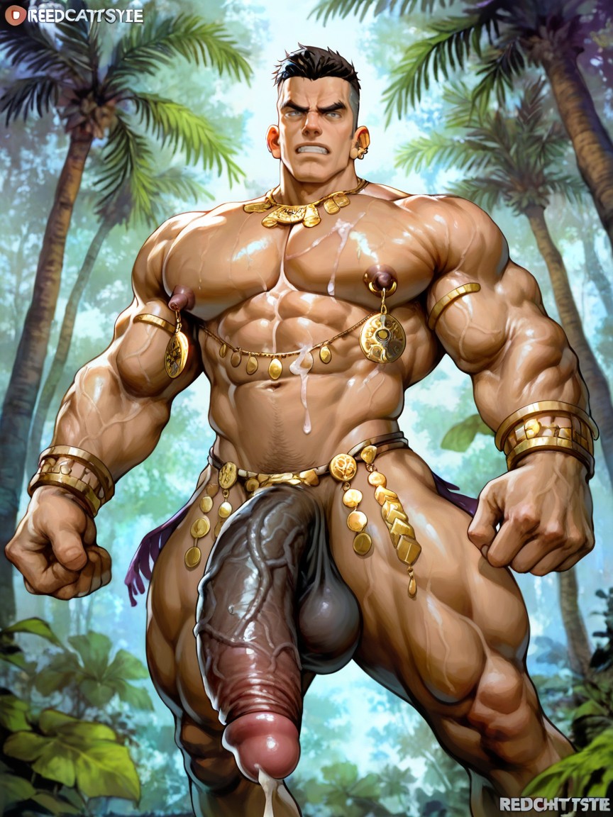Muscular Thighs, Hdr, Highly Detailed Bodybuilder Tribal Dancer AI Gay Porn