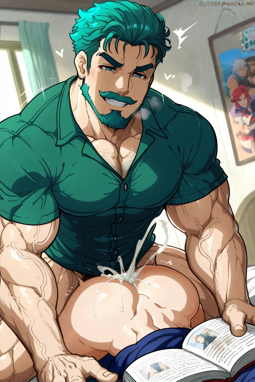 Wagner Mustache Beard, Lady Friend Over The Phone Says No Worry You Can Come Late, Bara AI Gay Porn