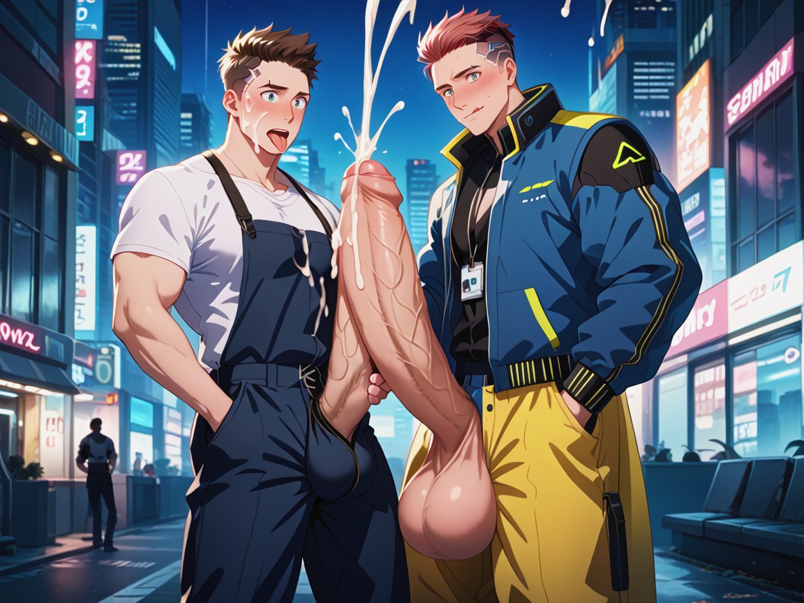 Gigantic Uncut Hyper Cock, Colorete Para Toda La Cara, Detailed Porno gay IA