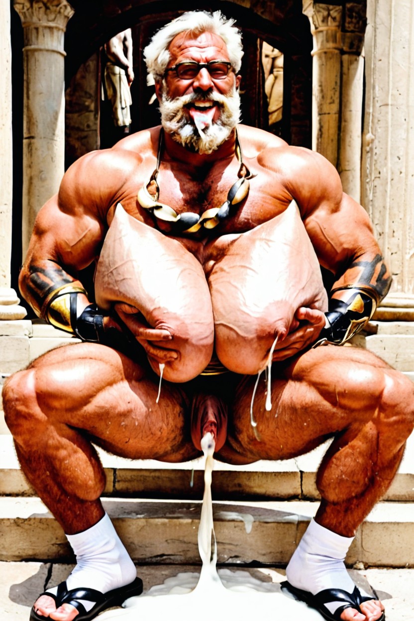 White Hair, Extrêmement Lourd En Bas, Beard Porno IA Gay