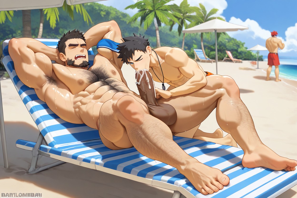 Whistle, Full Body Side View, Reaching To Blowjob AI Gay Porn