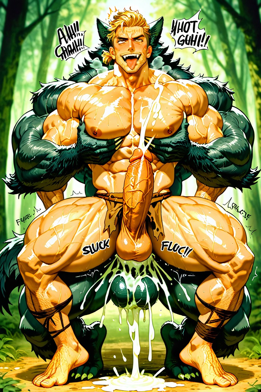 Huge Dangling Testicles, Hot Muscular Blonde Jock With Blonde Faux Hawk Hairstyle, Massive Cock 게이 AI 포르노