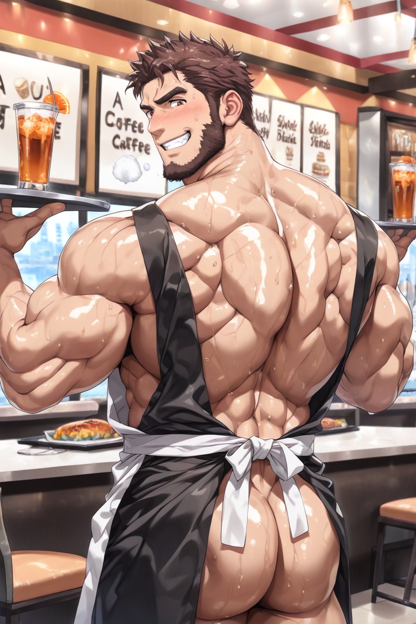 Sweating, Huge Muscles, 18+ Porno IA Gay