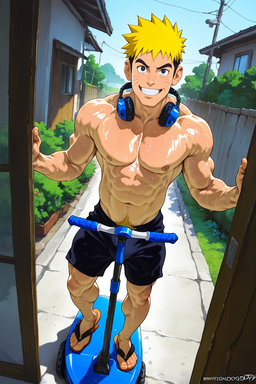 Happy Smiling Boyish Face, Three-quarter View, 25+ ゲイAIポルノ