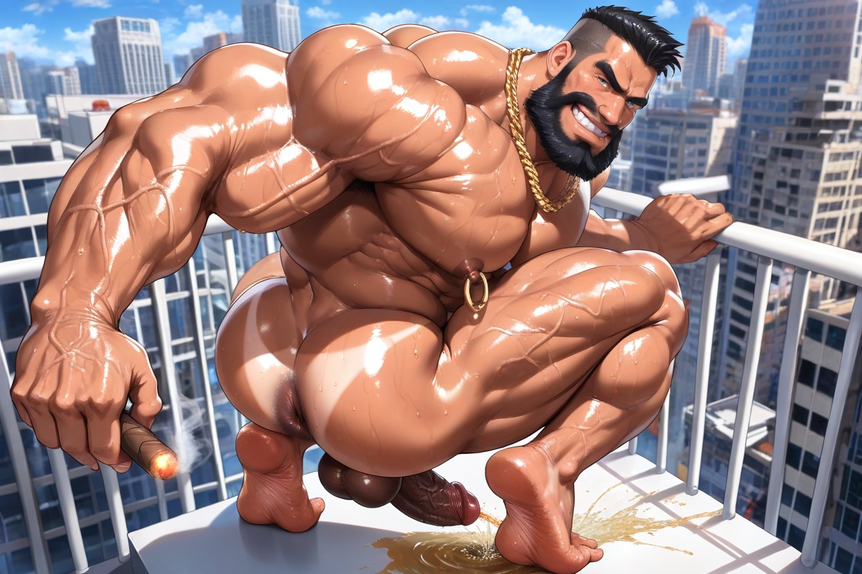 Correct Anatomy, Hyper Muscles, Smiling Mouth Open AI Gay Porn