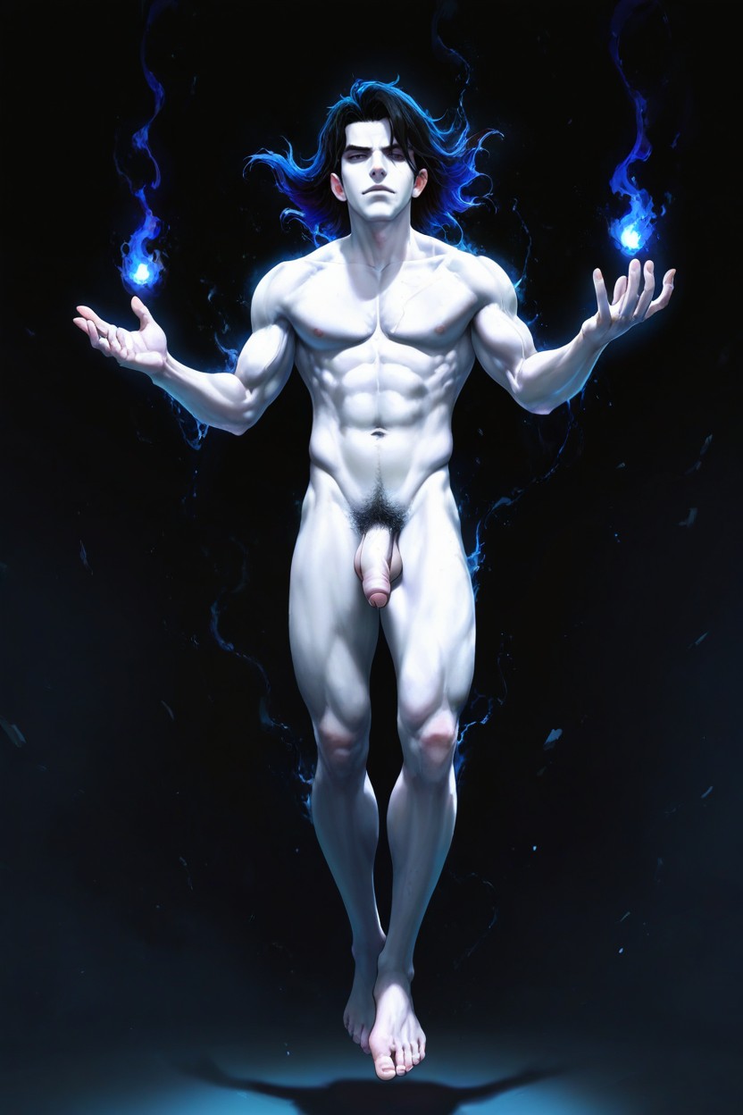 Simple Black Background, Full Body Visible, Man Porno IA Gay