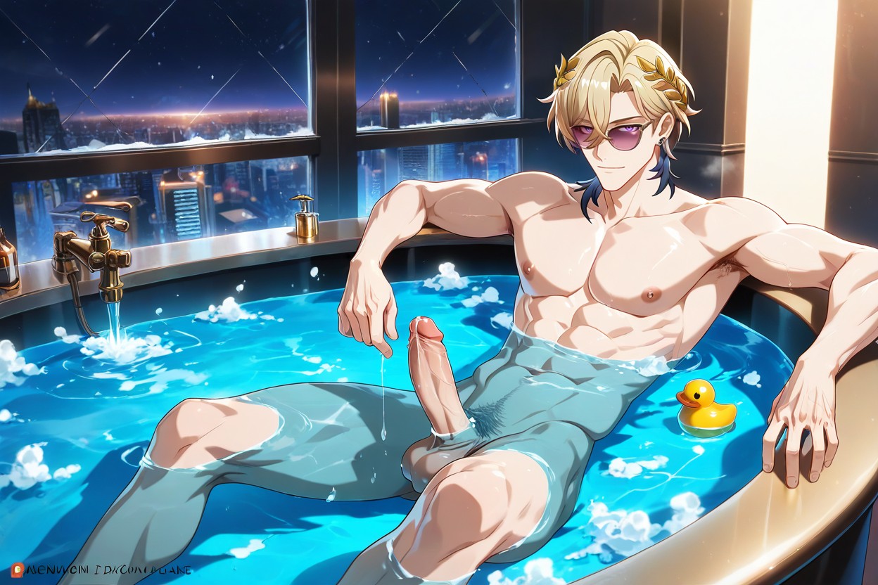 Aventurine Sitting Legs Spread Erect Cock, Bubbles In Water, Trading Handjobs AI同性戀黃片
