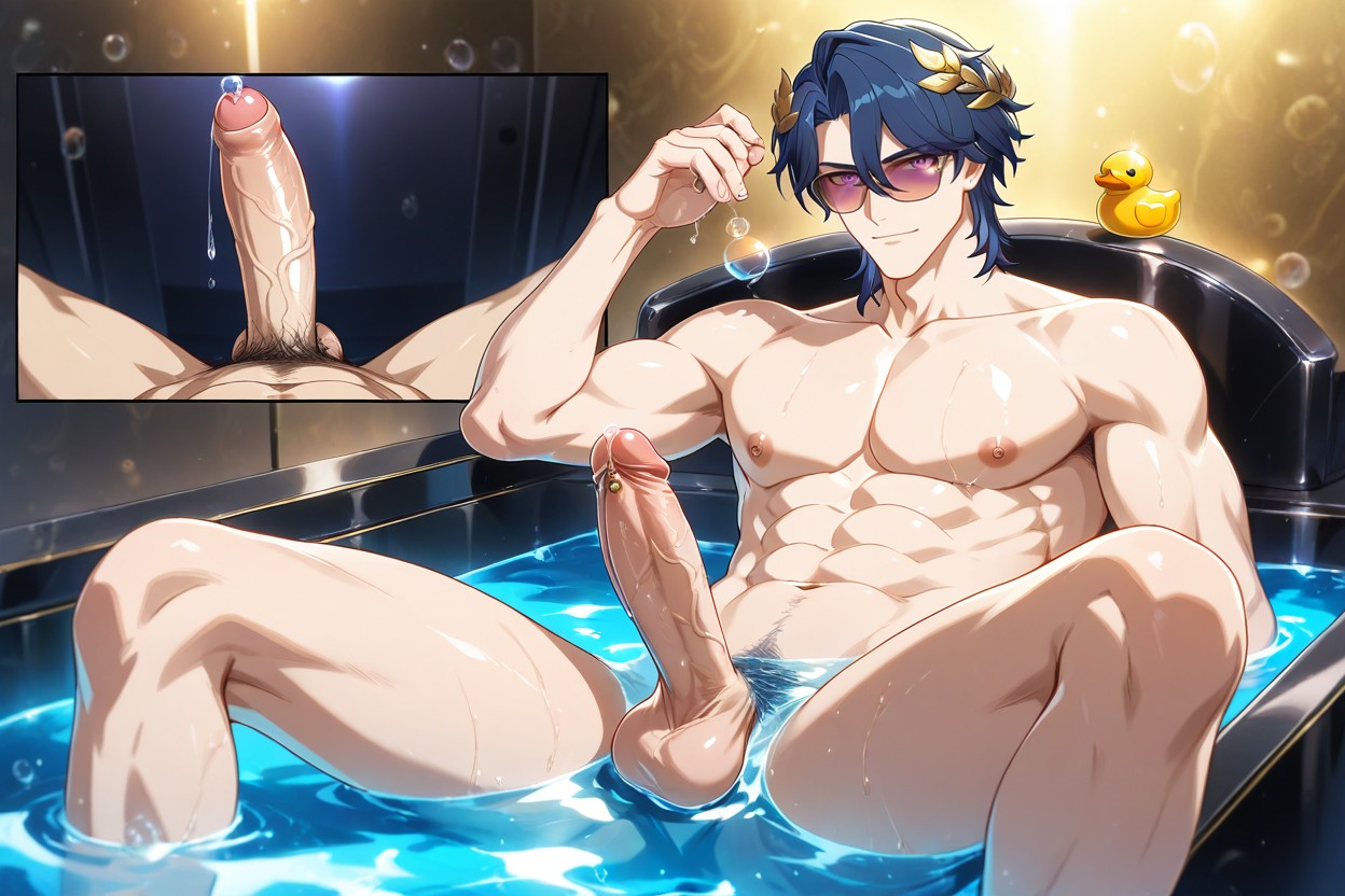 Waist Shot, Men, Rubber Duck Floating In Water 게이 AI 포르노