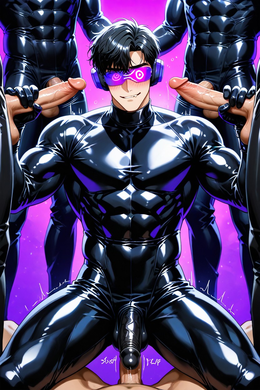 Bring Penises Close To The Mouth And Lick Them, Grabbing The Penises Of Those Around Him, Body-hugging Outfit AI Gay Porn