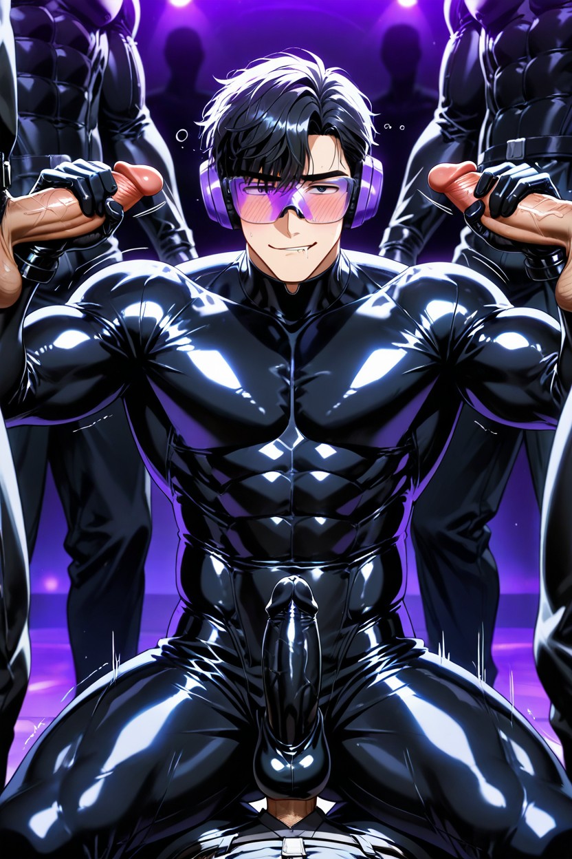 Bring Penises Close To The Mouth And Lick Them, Grab Penises With Both Hands, Blushing AI Gay Porn