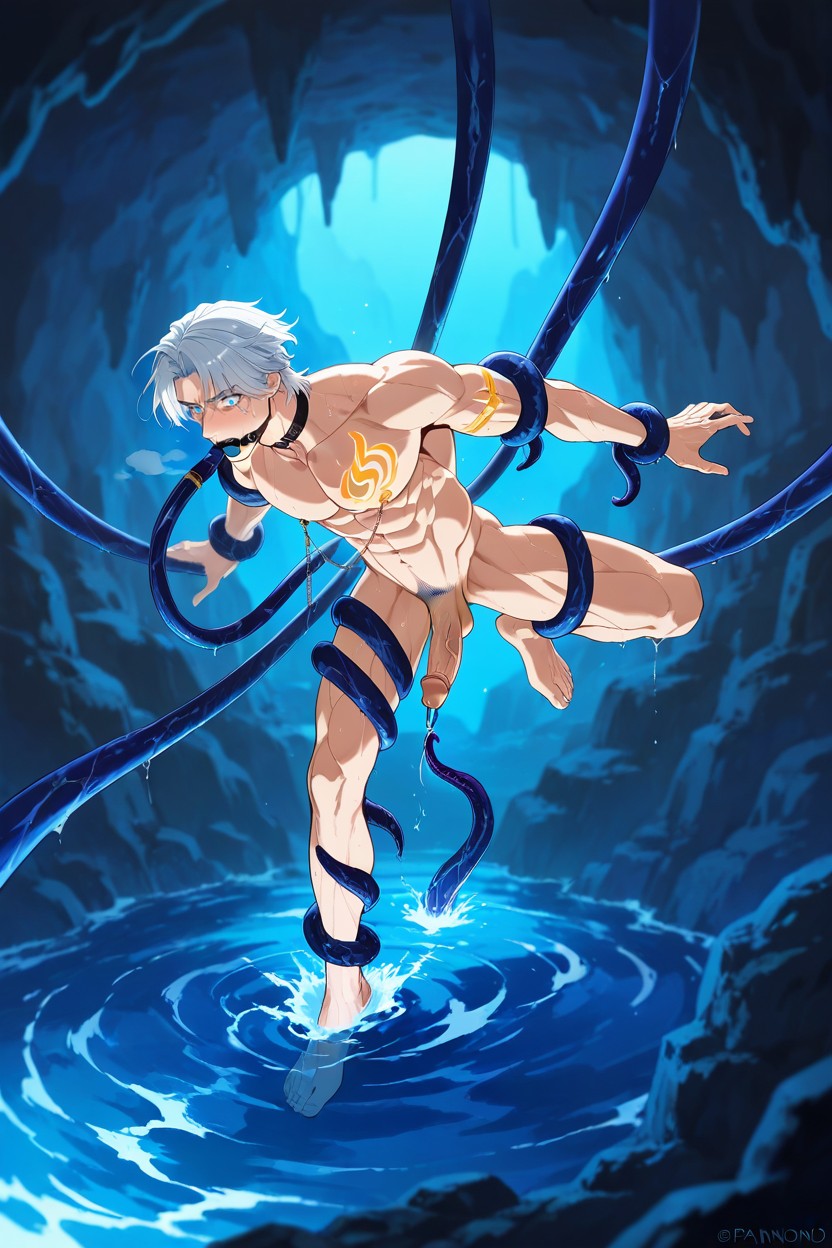 Tentacles Around Waist, Phainon From Honkai Star Rail, Looking Embarrassed And Flustered 게이 AI 포르노