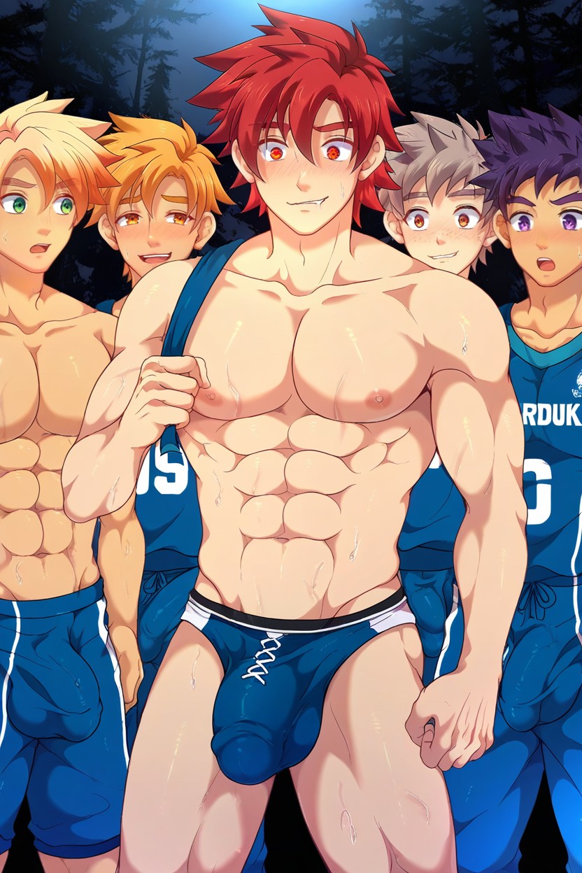 Massive Bulge, Yoichi Purple Hair, Derek Red Hair 게이 AI 포르노