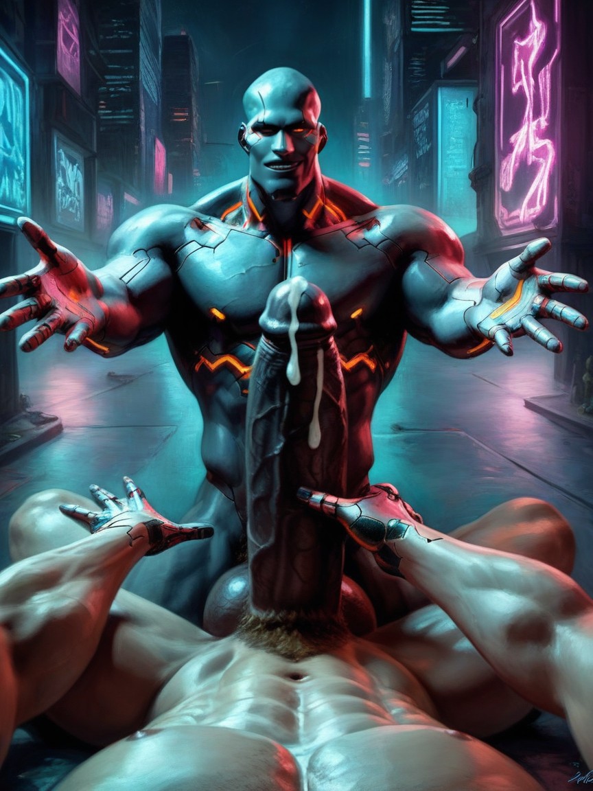 Cum Covered Interior, Neon, Giant Muscular Thighs Porno IA Gay