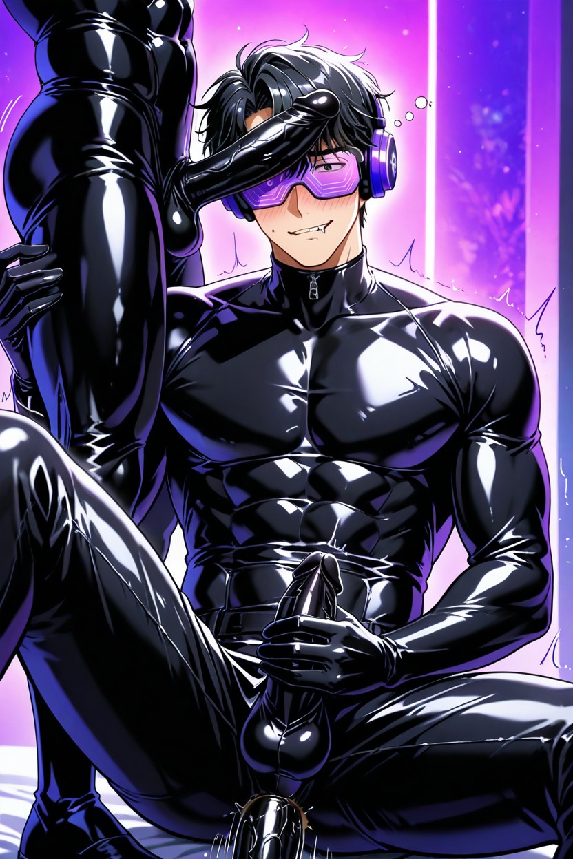 Blushing, Many Penises Around His Face, Courte Longueur Porno IA Gay