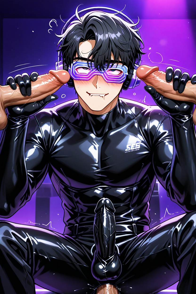 Long Bangs Hanging Down To The Forehead, Anal Penetration, Two Penis Around Face ゲイAIポルノ