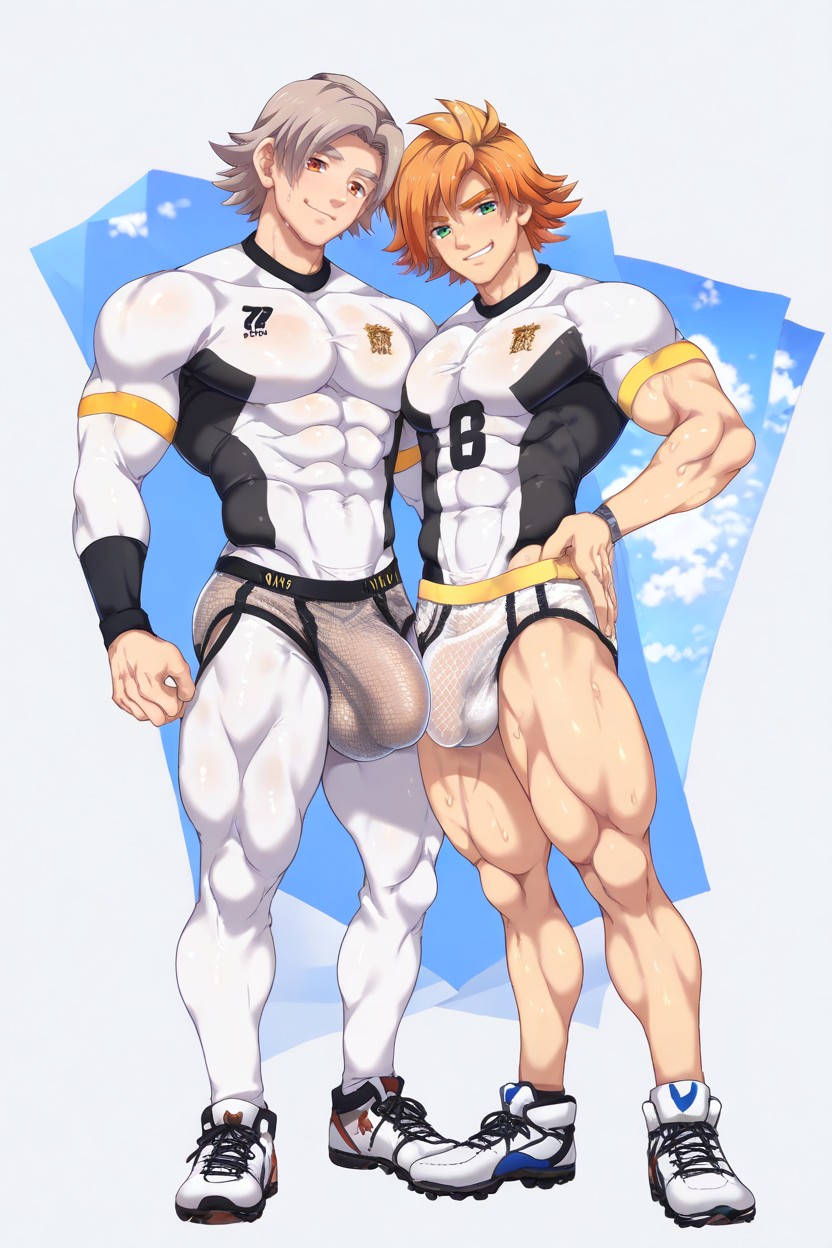 Wearingtransparent Mesh Underwear, Visible Anatomy Underneath, Mikkoukun Art Style ゲイAIポルノ