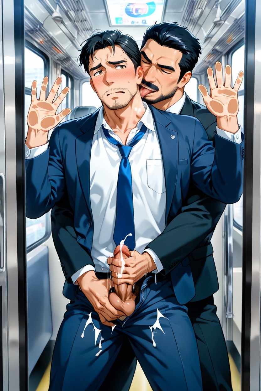Cumming, Closed Tram Door, Lots Of Cum ИИ гей порно