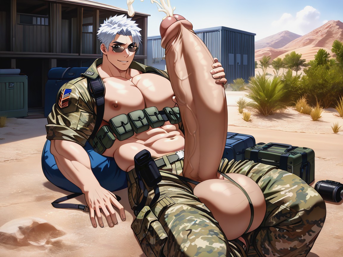 Dick Longer And Thicker Than Leg, Huge Plump Balls, Cum All Over Chest And Face Porno IA Gay