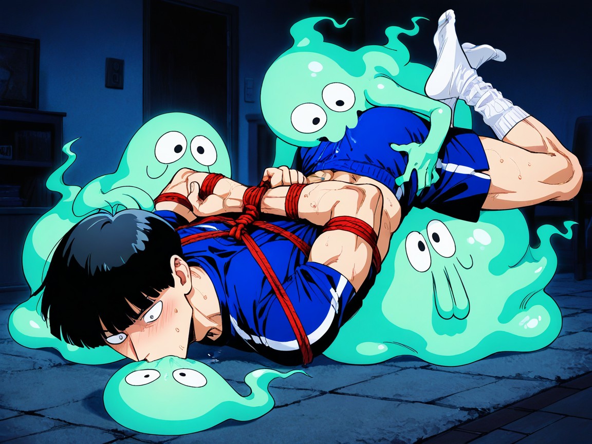 Sock Worship, Hands Tied Behind Back, Shigeo Kageyama Face Sitting On Ghost Blobs 게이 AI 포르노