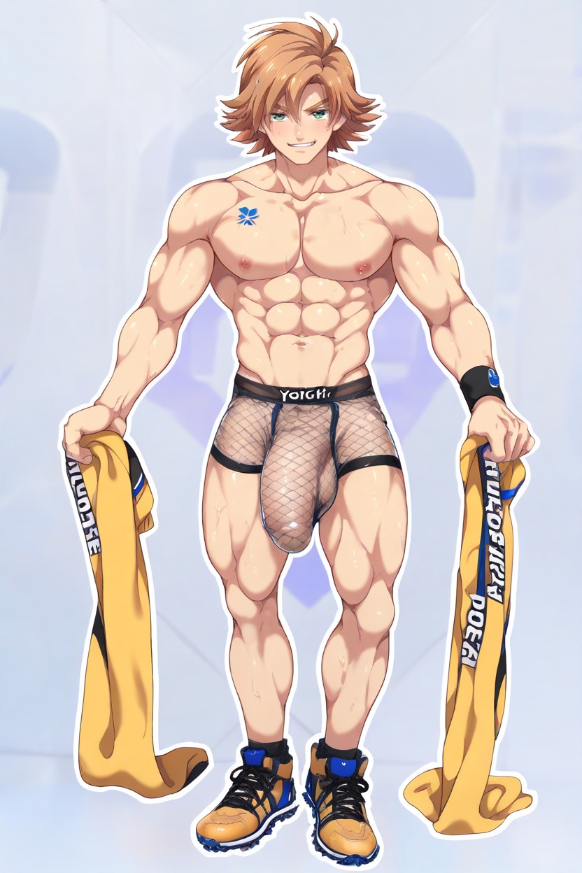 Cinematic Two Muscular Men, See-through Effect, Massive Bulge AI同性戀黃片