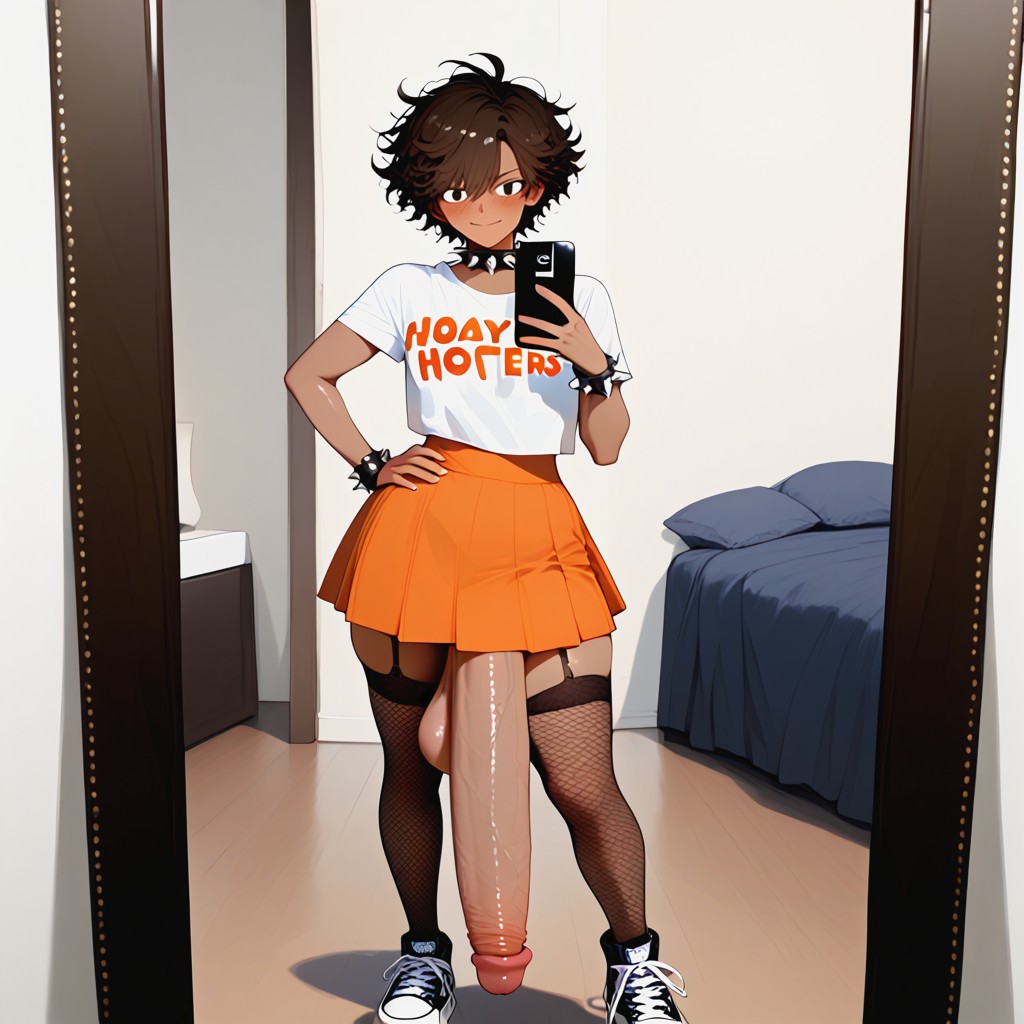 Bangs, Hand Holding Black Cell Phone, Well-endowed KI Schwulenporno