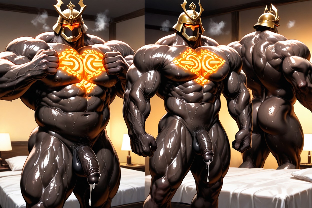 側面図, Extremely Dark Charred Bronze Tanned Skin, 複数の視点 ゲイAIポルノ