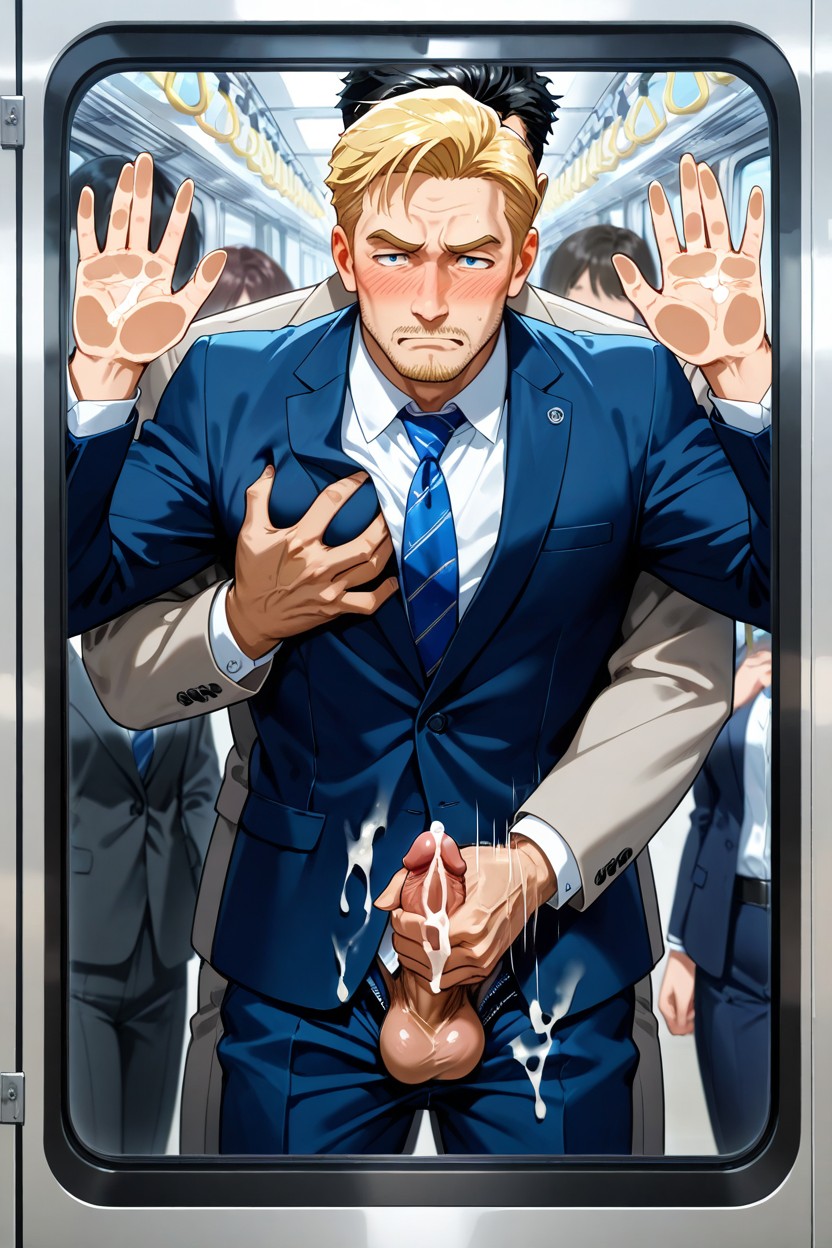 Man Gets Jerked Off From Behind By Boss, Reach Around Handjob From Male Older Boss, Reach Around Grabbing Testicles 게이 AI 포르노