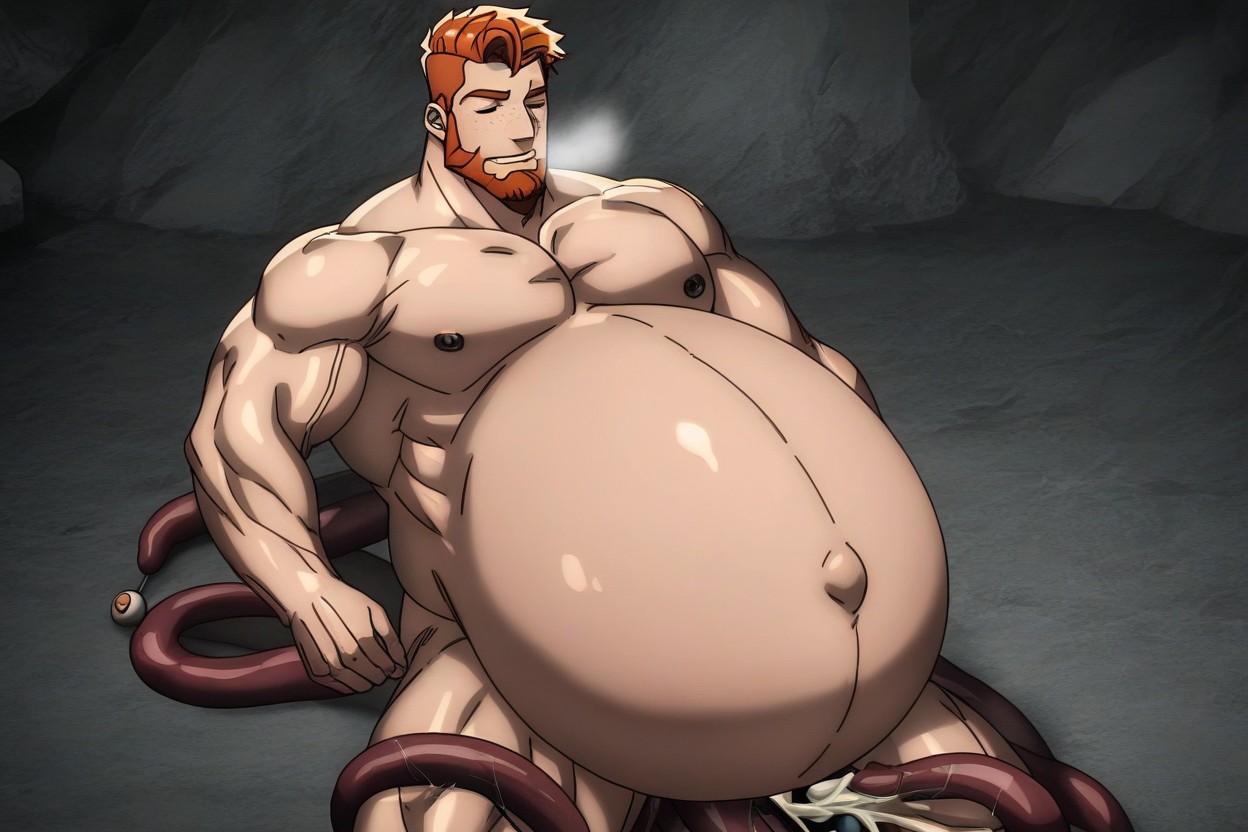 Beefy Muscular With Beard, 肛門珠, Hyper Huge Tentacle With Visible Vessels AI同性戀黃片