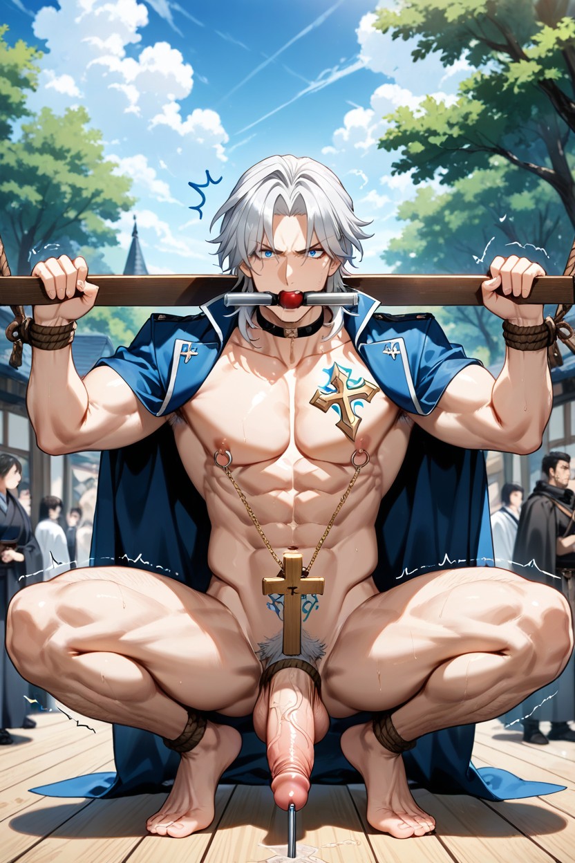 Black Choker, Puffy Urethra, Blue Eyes 게이 AI 포르노