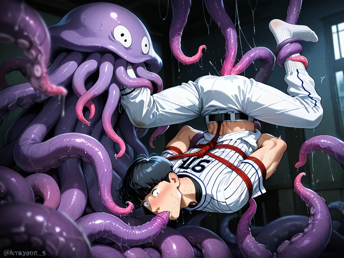 Sweaty, Kraken Licking Shigeo’s Nipples, Hands Tied Behind Back AI同性戀黃片