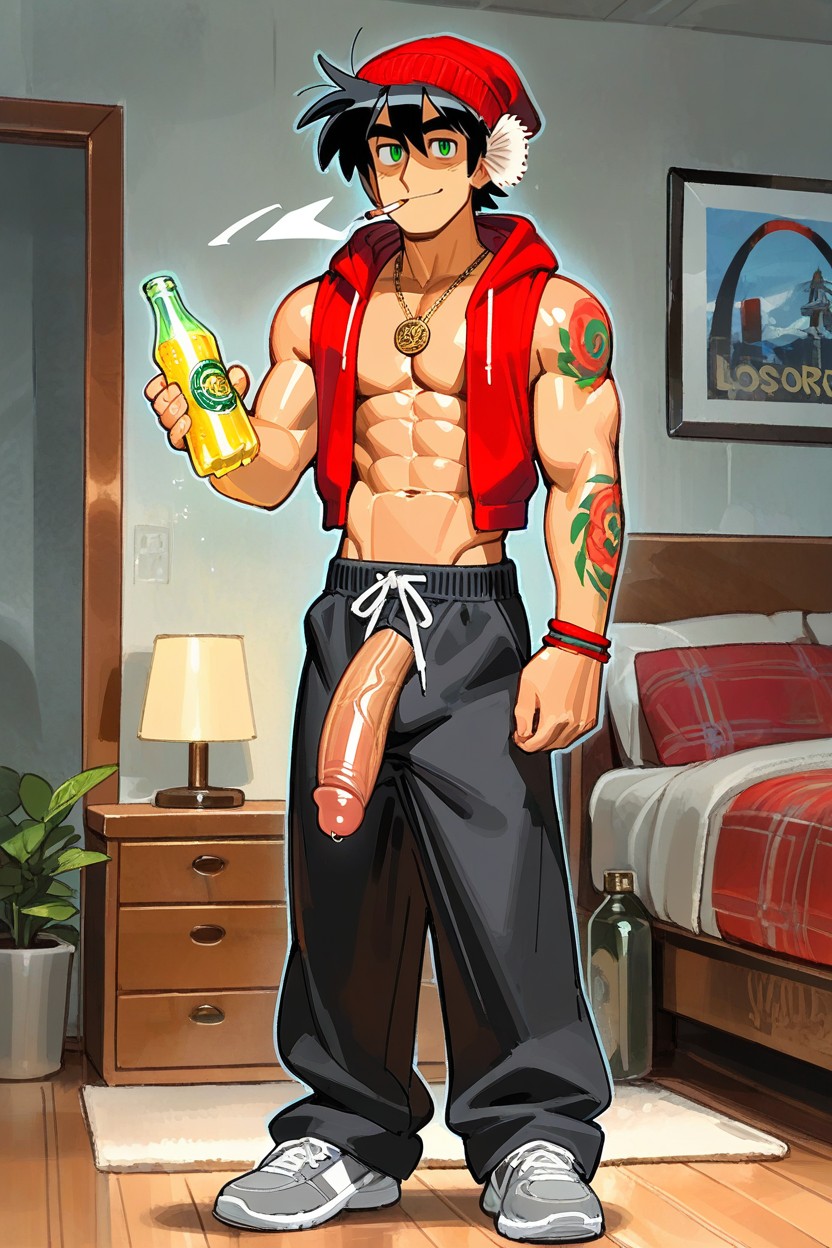 Hot, Red Hooded Vest, Winter Earflap Red Hat Porno IA Gay