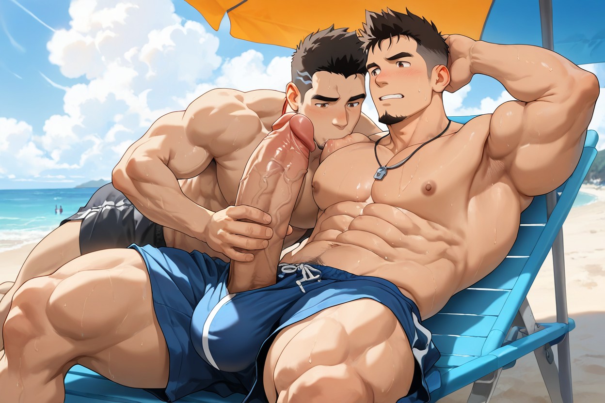 Manly, Bara Man, Deeply Etched Blocky Abs AI同性恋黄片