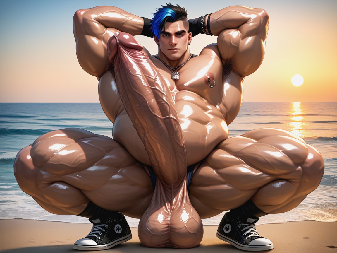 Oiled Skin, Rouler Des Yeux, Anal Penetration Porno IA Gay